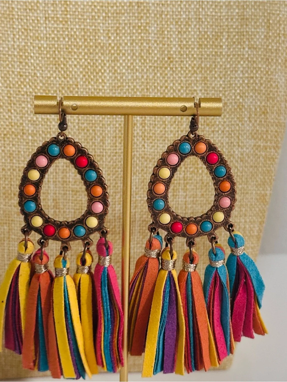 Boho Multicolor Tassel Drop Earrings